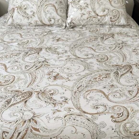 Pottery Barn Joli Duvet Cover Set - Cream and Tan